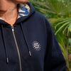 Dunkelblauer Zipper-Hoodie mit Schönwetterfront Logo-Bestickung