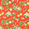 Orangenes Streuobstwiesen Hawaiihemd mit hellgrünen Äpfeln, Apfelzweigen und Apfelblüten