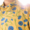 Gelbes Kornblumen Hawaiihemd mit blauen Kornblumenblüten