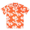 Bier und Wein Hawaiihemd in orange mit Weinreben und Hopfen Dolden