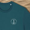 Leuchtturm T-Shirt Frontprint: Eine dezente Mini-Version des Rückenmotivs mit Schönwetterfront-Schriftzug.