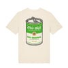 Naturfarbenes T-Shirt mit großem Grüne Soße Pop Art Druck auf dem Rücken und Logoprint auf Brusthöhe vorne