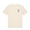 Naturfarbenes T-Shirt mit Schönwetterfront Logoprint auf Brusthöhe vorne