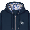 Dunkelblauer Hoodie mit Bembel Kapuze und Reißverschluss