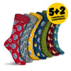 Socken Wochenset aus 7 Sockenpaaren: 5 bestellen, zwei kostenlos dazu