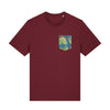 Dunkelrotes T-Shirt mit blauer Riesling Brusttasche