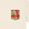 Naturfarbenes Shirt mit roter Riesling Brusttasche (Weinreben und Trauben)